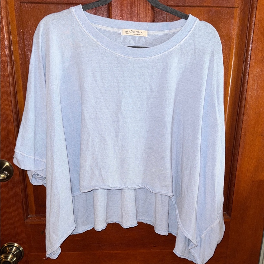Free People Light Blue Flowy Blouse
